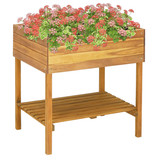 Hochbeet 78,5 x 58,5 x 78,5 cm Massivholz Akazie Braun Hellbraun Blumenkübel