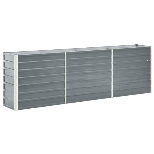 Garten-Hochbeet Verzinkter Stahl 240×40×77 cm Grau Pflanzbeet Pflanzkübel