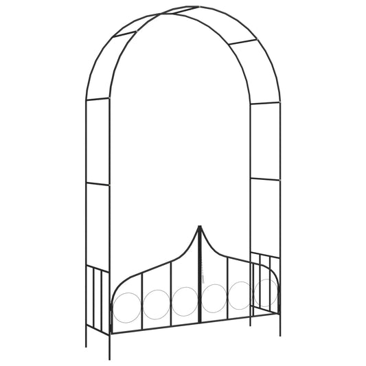 Rosenbogen mit Tor Torbogen Schwarz 238 cm Eisen Gartentor Rankgitter