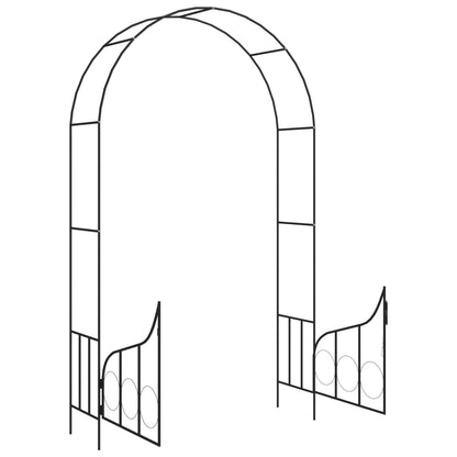 vidaXL Rose Arch with Gate, Black, 138 x 40 x 238 cm, Iron