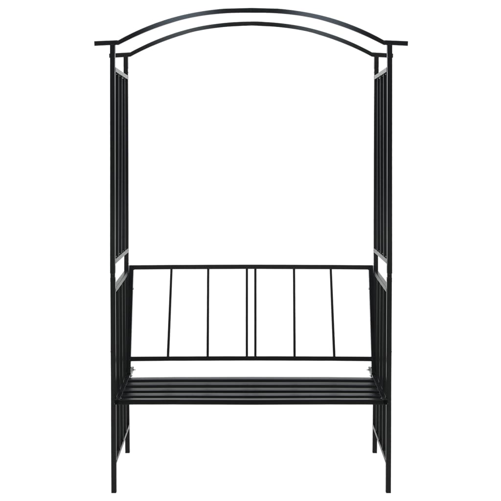 Rosenbogen mit Bank Sitzgelegenheit Rosenspalier Schwarz 207 cm Eisen