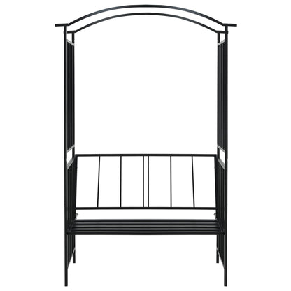 Rosenbogen mit Bank Sitzgelegenheit Rosenspalier Schwarz 207 cm Eisen