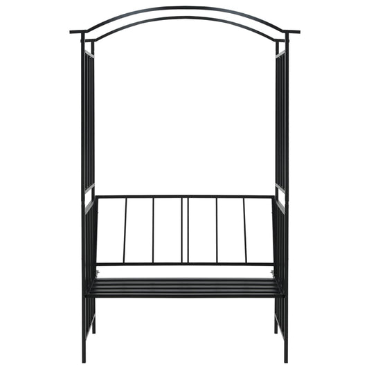 Rosenbogen mit Bank Sitzgelegenheit Rosenspalier Schwarz 207 cm Eisen