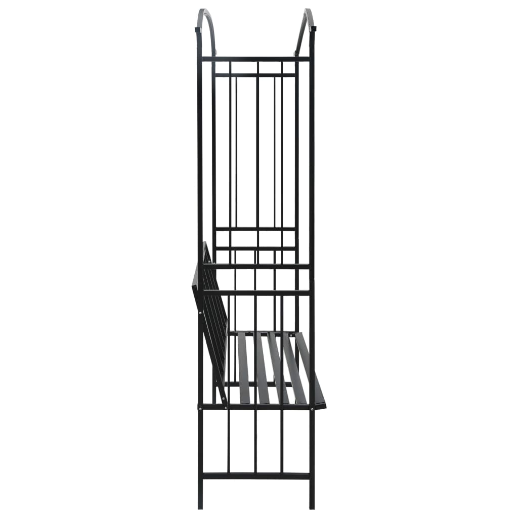 Rosenbogen mit Bank Sitzgelegenheit Rosenspalier Schwarz 207 cm Eisen