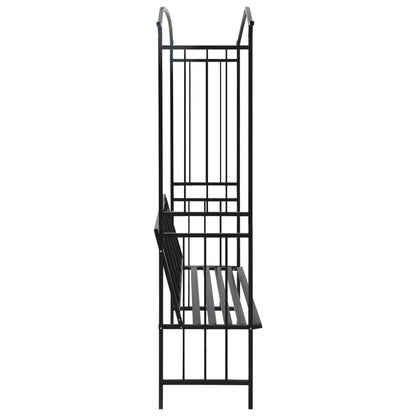 Rosenbogen mit Bank Sitzgelegenheit Rosenspalier Schwarz 207 cm Eisen