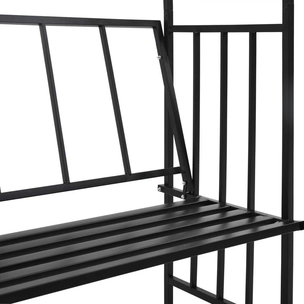 Rosenbogen mit Bank Sitzgelegenheit Rosenspalier Schwarz 207 cm Eisen