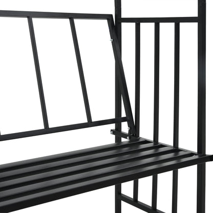Rosenbogen mit Bank Sitzgelegenheit Rosenspalier Schwarz 207 cm Eisen