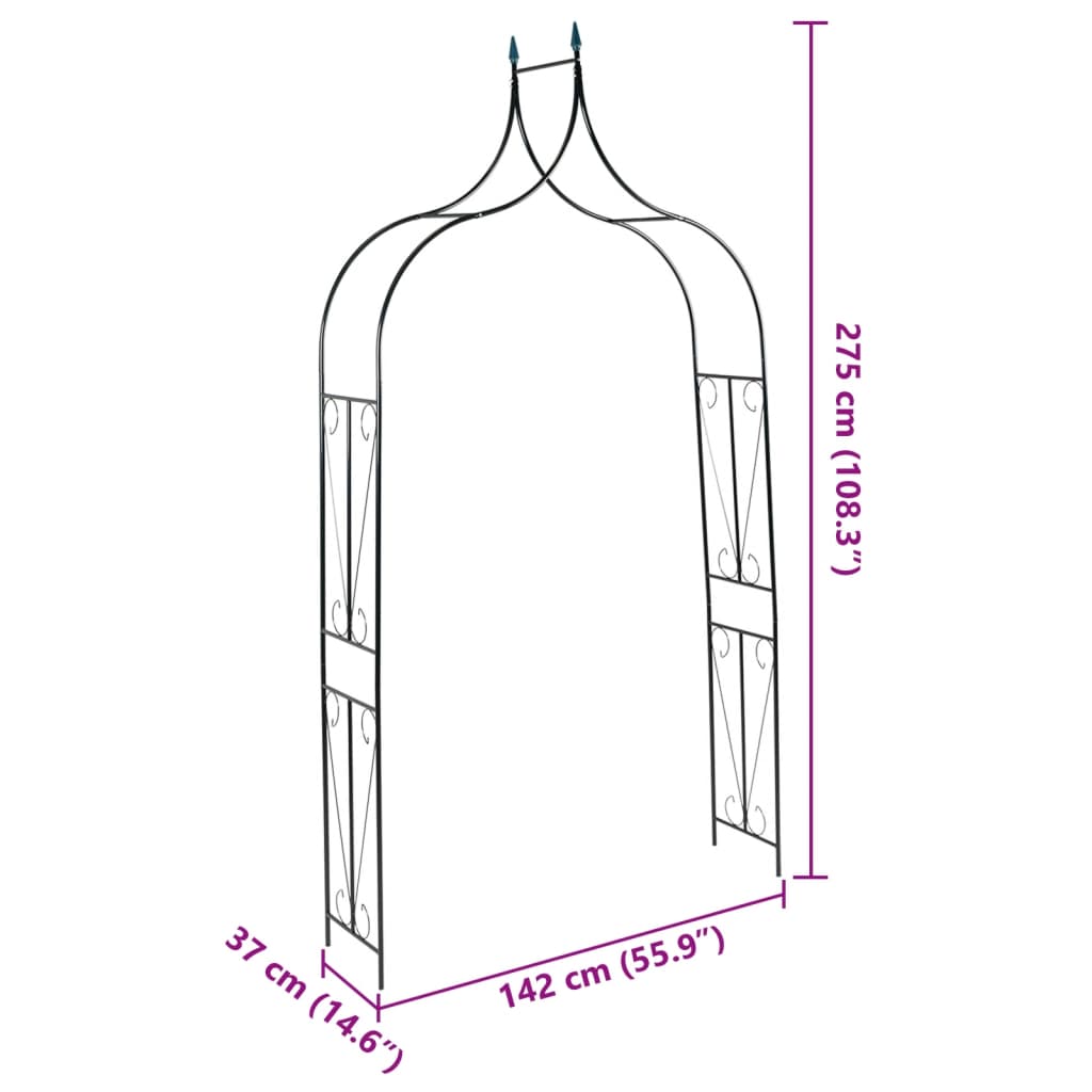 Rosenbogen Torbogen Schwarz 258 cm Rosenspalier Kletterhilfe Eisen