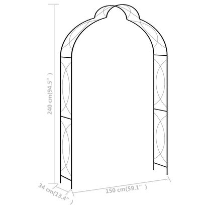 vidaXL Rose Arch Black 150 x 34 x 240 cm Iron