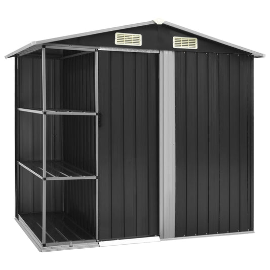 Gartenhaus Geräteschuppen Regal Anthrazit 205x130x183 cm Eisen