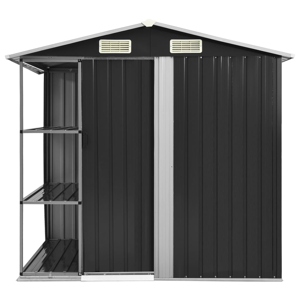 Gartenhaus Geräteschuppen Regal Anthrazit 205x130x183 cm Eisen