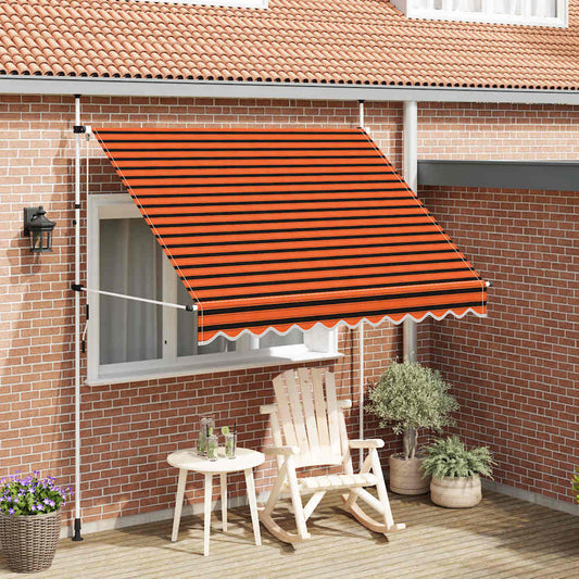 Einziehbare Markise Handkurbel 250 cm Orange Braun Sonnenmarkise Sonnenschutz