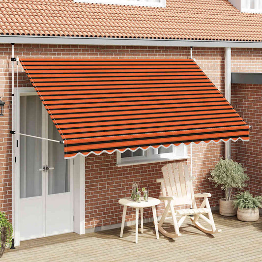 Einziehbare Markise Handkurbel 350 cm Orange Braun Sonnenmarkise Sonnenschutz