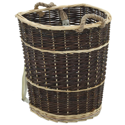 Wooden basket with carrying strap, 44.5x37x50 cm, natural wicker basket, carrying basket, transport basket, brown