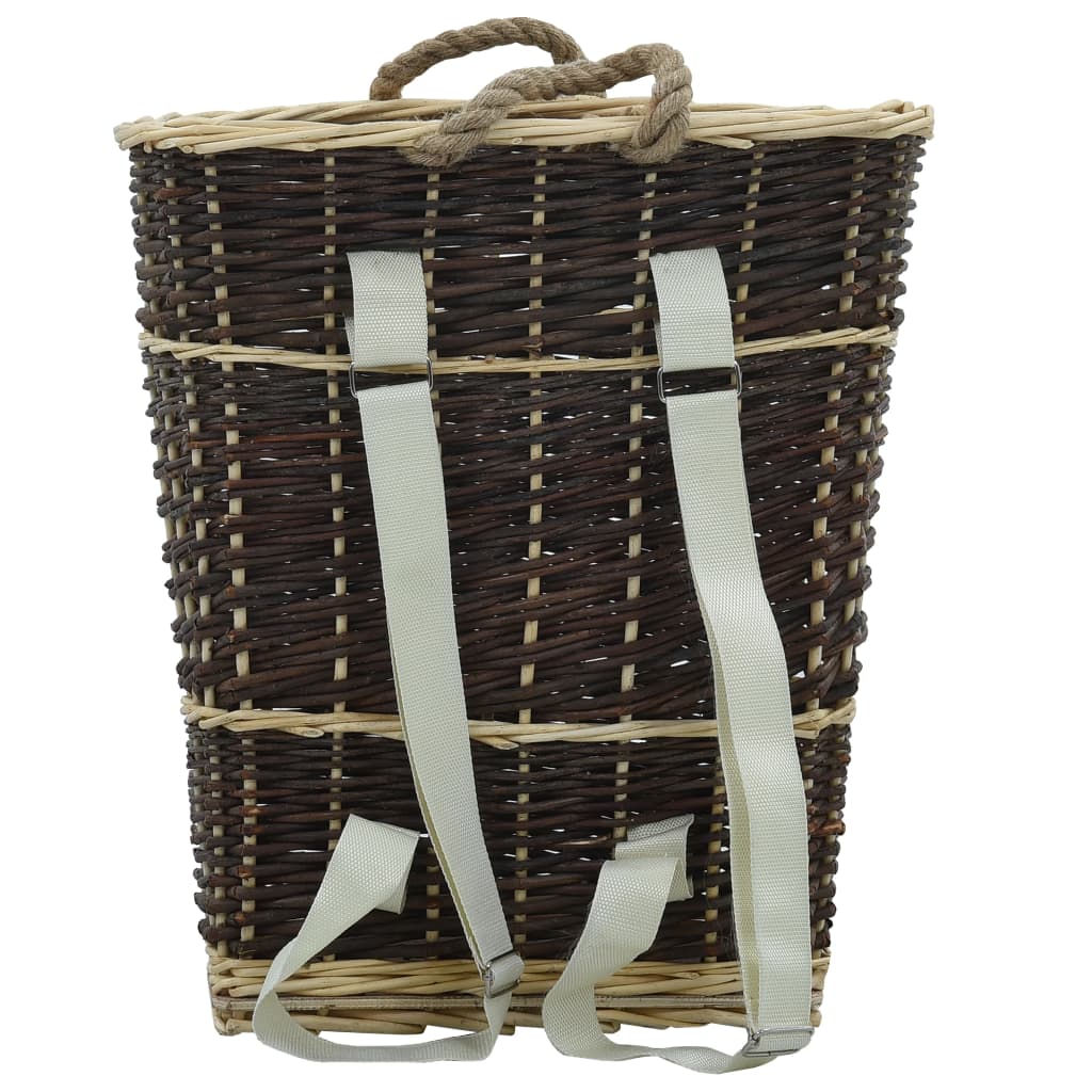 Holzkorb Trageriemen 44,5x37x50 cm Natur Weidekorb Tragekorb Transportkorb Braun