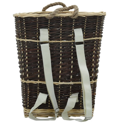Wooden basket with carrying strap, 44.5x37x50 cm, natural wicker basket, carrying basket, transport basket, brown