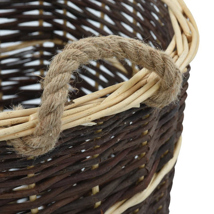 Wooden basket with carrying strap, 44.5x37x50 cm, natural wicker basket, carrying basket, transport basket, brown