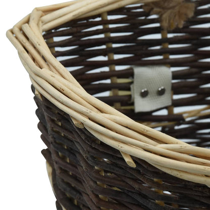 Wooden basket with carrying strap, 44.5x37x50 cm, natural wicker basket, carrying basket, transport basket, brown