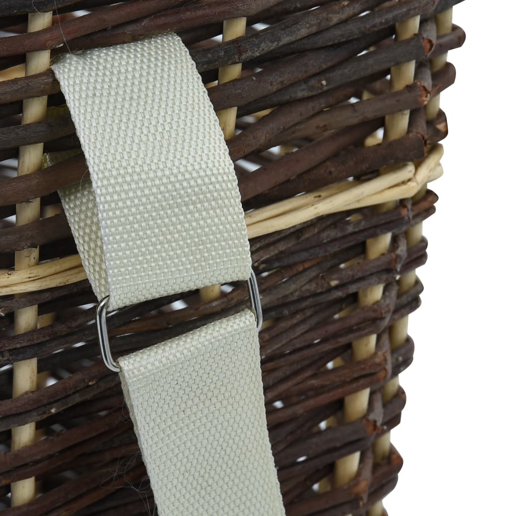 Holzkorb Trageriemen 44,5x37x50 cm Natur Weidekorb Tragekorb Transportkorb Braun