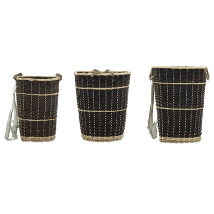 Holzkorb mit Trageriemen 57 x 51 x 69 cm Natur Weidekorb Tragekorb Dunkelbraun