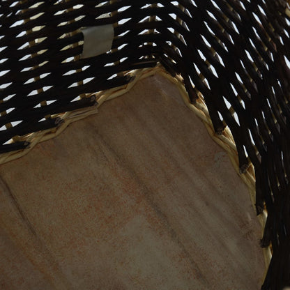 Holzkorb mit Trageriemen 57 x 51 x 69 cm Natur Weidekorb Tragekorb Dunkelbraun