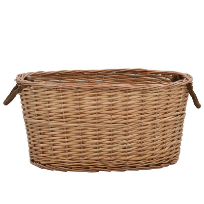 Wooden basket with carrying handles 58×42×29 cm Natural wicker basket Brown Harvest basket