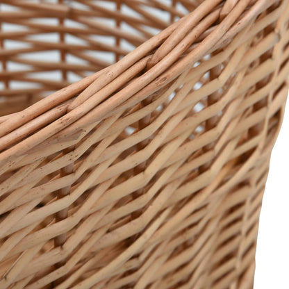 Wooden basket with carrying handles 58×42×29 cm Natural wicker basket Brown Harvest basket