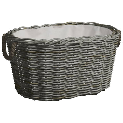 Wooden basket with carrying strap 59x42x28 cm Natural wicker basket Carrying basket Anthracite