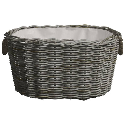 Wooden basket with carrying strap 59x42x28 cm Natural wicker basket Carrying basket Anthracite