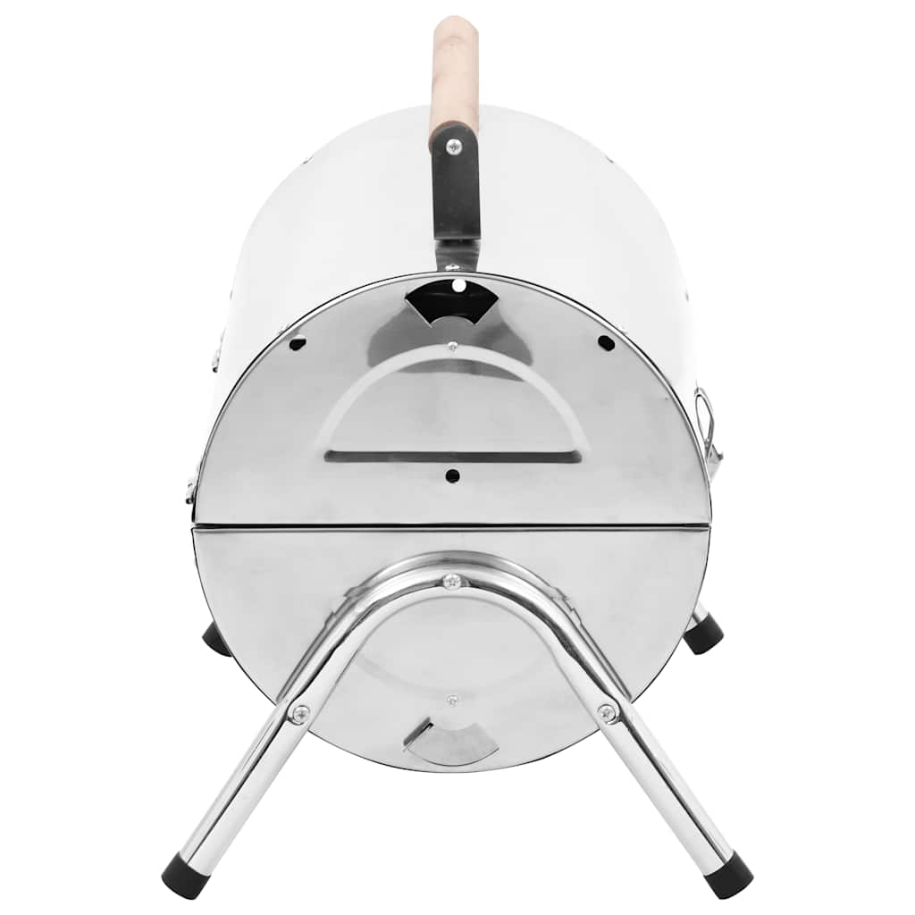 Tragbarer Tisch-Holzkohlegrill Edelstahl Doppelrost 42x30x37 cm silber