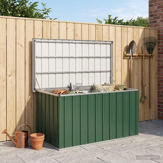 Gartenbox Aufbewahrungsbox 129x67x65 cm Stahl Grün Kissenbox Wetterfest