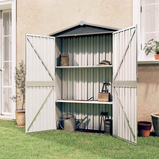 Gerätehaus grau 107,5x46x183 cm Stahl verzinkt Geräteschuppen Garten Werkzeug
