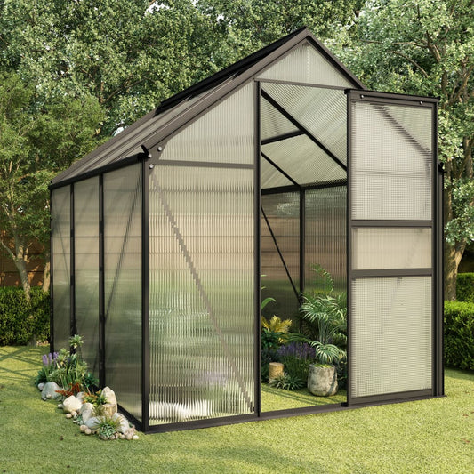 Gewächshaus Anthrazit Aluminium 3,61 m² Treibhaus Alu Schwarz
