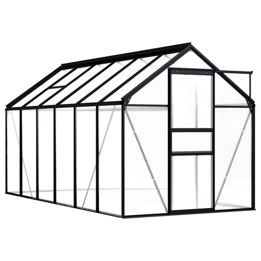 Gewächshaus Anthrazit Aluminium 7,03 m² Polycarbonatplatten