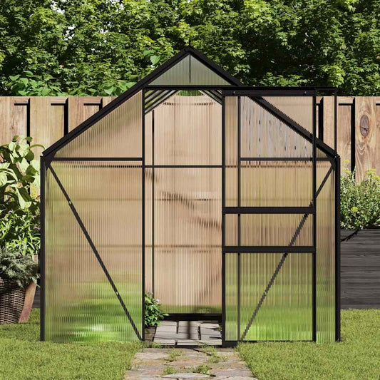Gewächshaus mit Fundamentrahmen Anthrazit Aluminium 5,89 m³ Polycarbonat