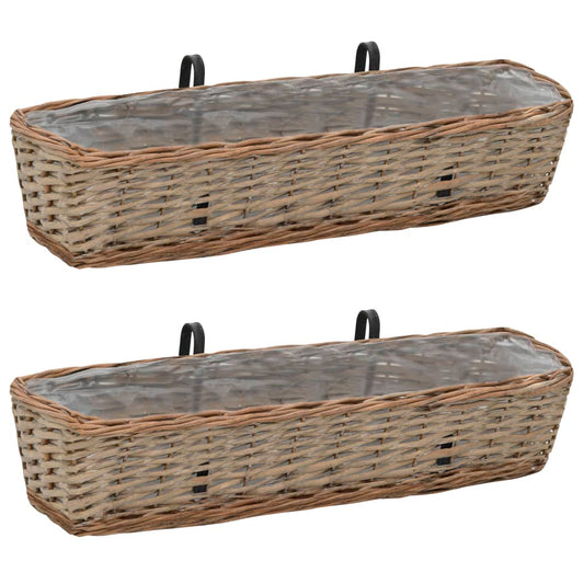 Balkon-Blumenkasten 2 Stk. Weide Balkonkasten 80x20x15 cm braun