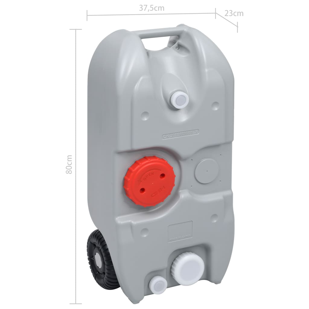 Camping-Wassertank groß mit Rollen 40 L Frischwasser Speicher Grau