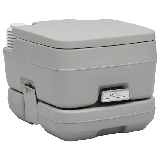 Tragbare Campingtoilette Grau 10 + 10 L mobiles WC 200kg Balgpumpe Klo