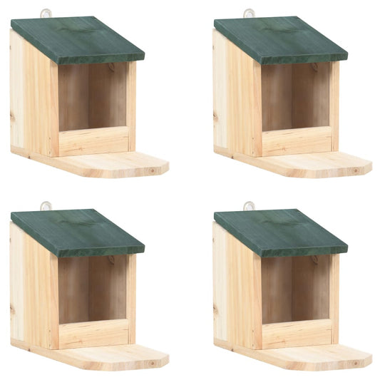 Eichhörnchen Futterhäuser 4 Stk. Tannenholz 12x23x17,5cm Eichkatzerl Braun