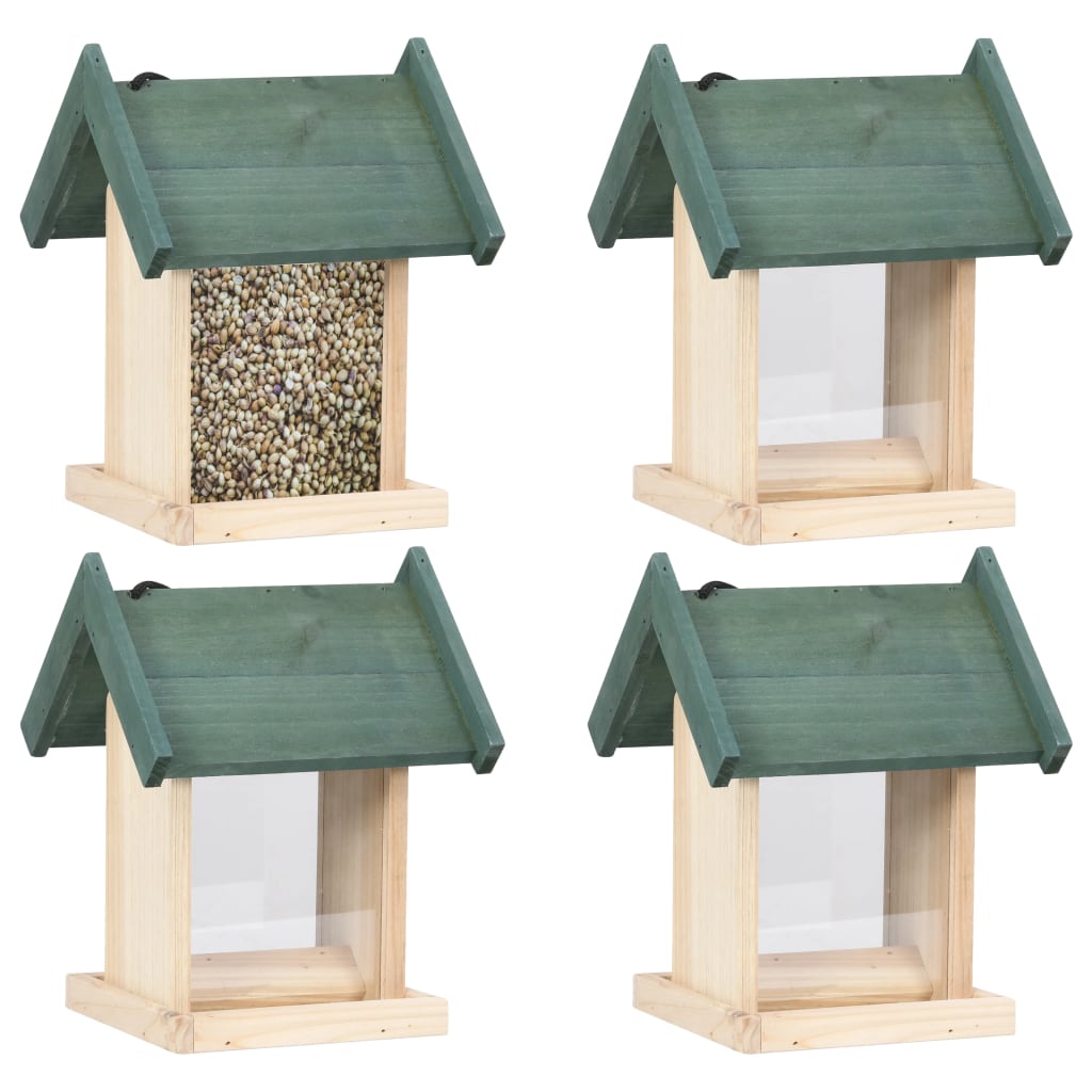 Vogelfutterhäuser 4 Stk. Tannenholz 19 x 19 x 25 Vogelhäuschen Wildvögel Futterstation