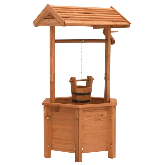 Wunschbrunnen-Pflanzkübel 40x40x84 cm Tannenholz Deko-Brunnen braun