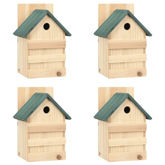 Vogelhäuser Set 4 Stk. 23x19x33 cm Tannenholz Vogelhäuschen Nisthilfe Nistkasten