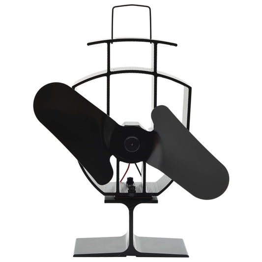 Kaminofen Ventilator Kaminventilator 2 Blätter Schwarz stromlos wärmebetrieben