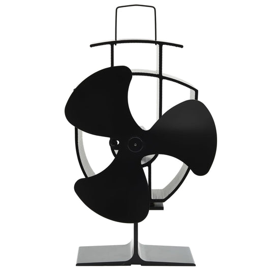 Kaminofen Ventilator Kaminventilator 3 Blätter Schwarz stromlos Wärmeverteiler