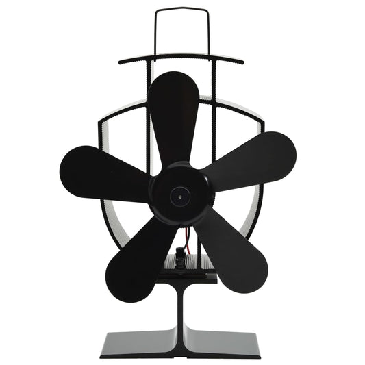 Kaminofen Ventilator Kaminventilator 5 Blätter Schwarz stromlos wärmebetrieben