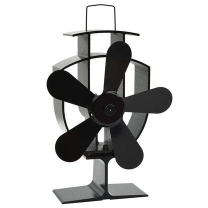 Fireplace fan, stove fan, 5 blades, black, non-electric, heat-powered