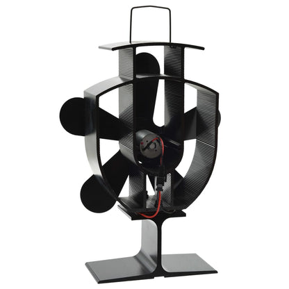Fireplace fan, stove fan, 5 blades, black, non-electric, heat-powered