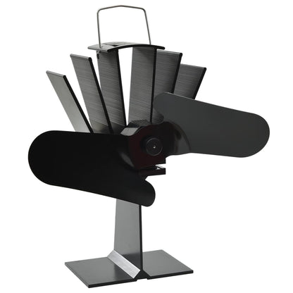 Fireplace fan, stove fan, 2 blades, black, heat-powered, no electricity required