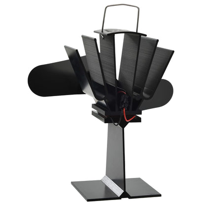 Fireplace fan, stove fan, 2 blades, black, heat-powered, no electricity required