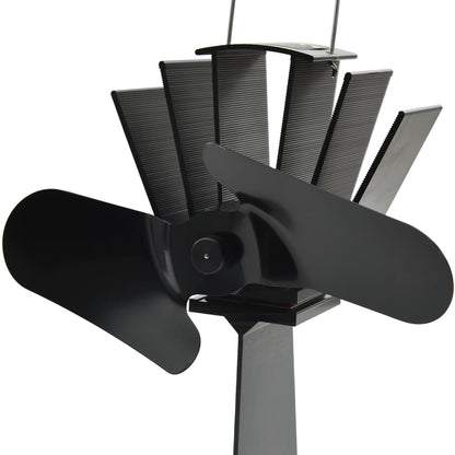 Fireplace fan, stove fan, 2 blades, black, heat-powered, no electricity required